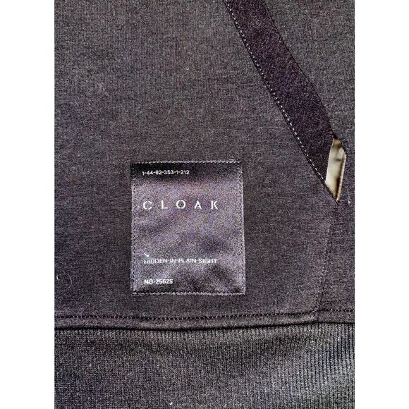 CLOAK Brand Men's Black Hoodie with Collarbone Zipper - Size Small - Picture 5 of 6